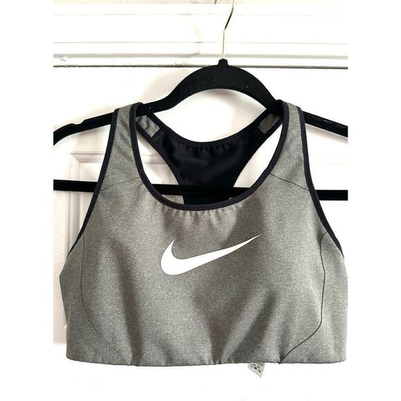 NIKE Victory Shape No-Wire Sports Bra Grey Black Swoosh - Medium - Picture 3 of 6